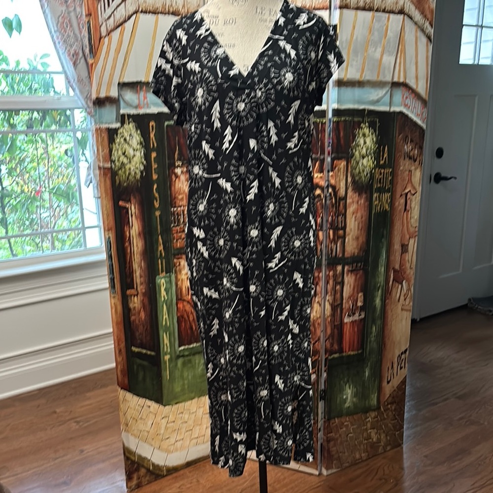 Gudrun Sjoden “Dandelion” Jersey Dress, Black/Print, Size Medium